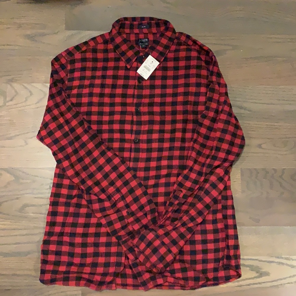Men’s Size Large Slim Fit Buffalo Plaid J.Crew Button Down